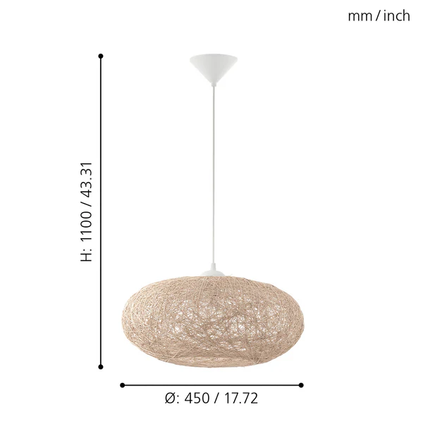 Pendelleuchte Campilo - Mischgewebe / Kunststoff - 1-flammig - Beige - Image 8