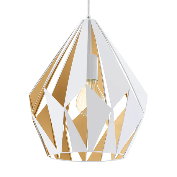 Pendelleuchte Carlton I - Stahl  - 1-flammig - Weiß / Gold - Durchmesser: 31 cm