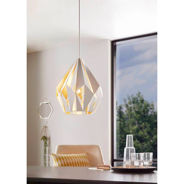Pendelleuchte Carlton I - Stahl  - 1-flammig - Weiß / Gold - Durchmesser: 31 cm - Image 2