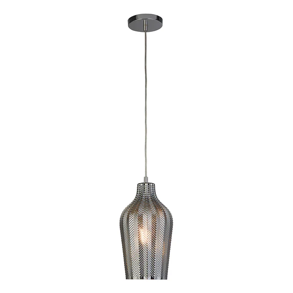 Pendelleuchte Chevron 1-flammig - Rauchglas / Stahl - Silber / Transparent - Image 2