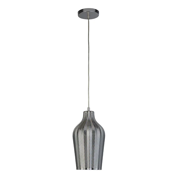 Pendelleuchte Chevron 1-flammig - Rauchglas / Stahl - Silber / Transparent - Image 3