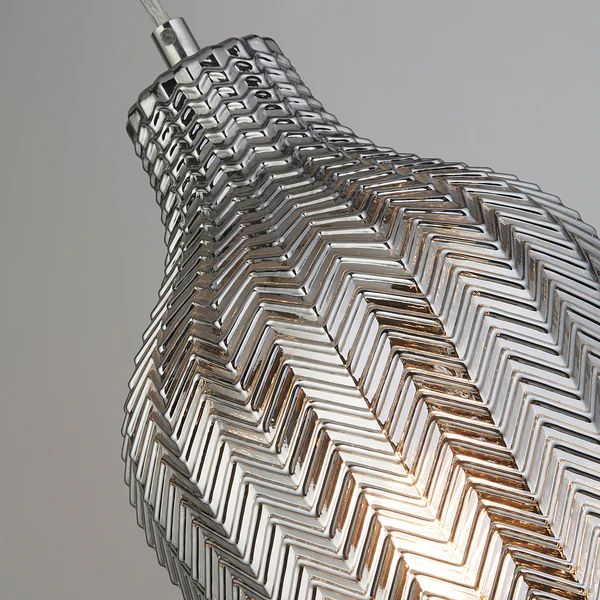 Pendelleuchte Chevron 1-flammig - Rauchglas / Stahl - Silber / Transparent - Image 4