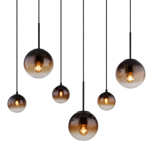 Pendelleuchte Clarke - Farbglas / Eisen - 3-flammig