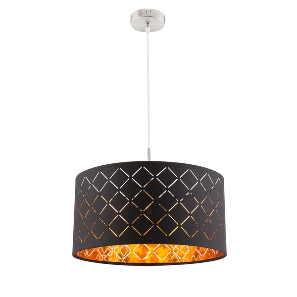Pendelleuchte Clarke I - Webstoff / Aluminium - 1-flammig