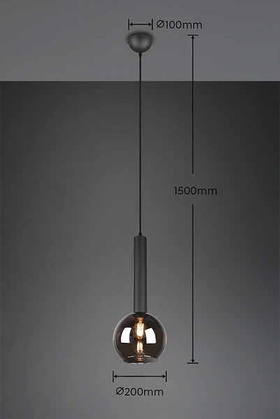 Pendelleuchte Clayton - Rauchglas / Eisen - Flammenanzahl: 1 - Image 10