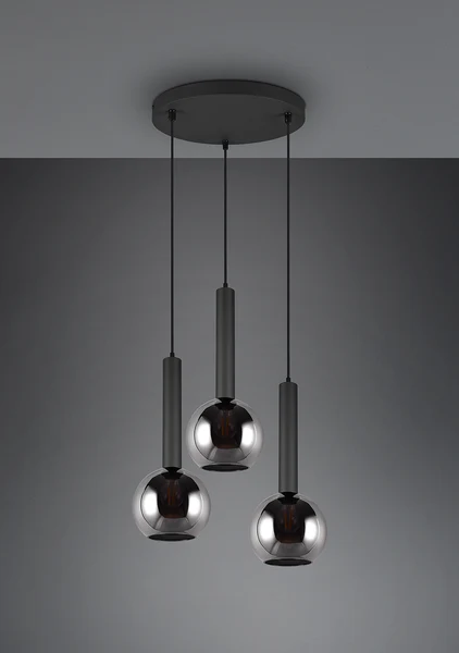Pendelleuchte Clayton - Rauchglas / Eisen - Flammenanzahl: 3 - Image 2