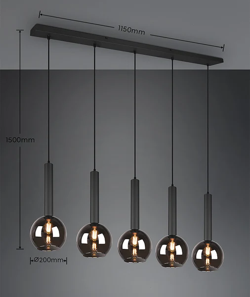 Pendelleuchte Clayton - Rauchglas / Eisen - Flammenanzahl: 5 - Image 14
