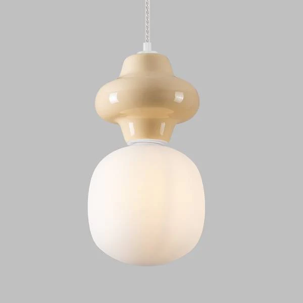Pendelleuchte Clio Typ A - Keramik / Opalglas - Beige