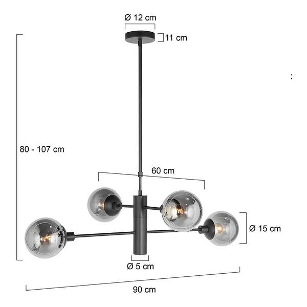 Pendelleuchte Constellation - Aluminium / Rauchglas - 5-flammig - Schwarz - Image 15