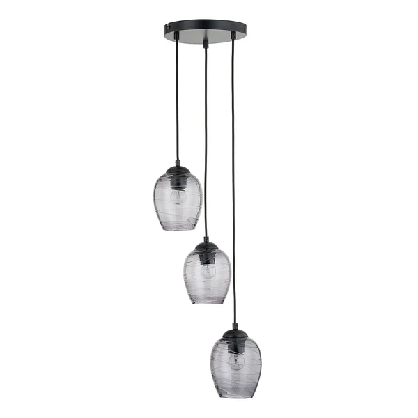 Pendelleuchte Cutler - Eisen / Rauchglas - 3-flammig - Image 2