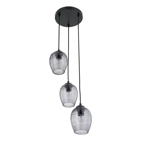 Pendelleuchte Cutler - Eisen / Rauchglas - 3-flammig - Image 3