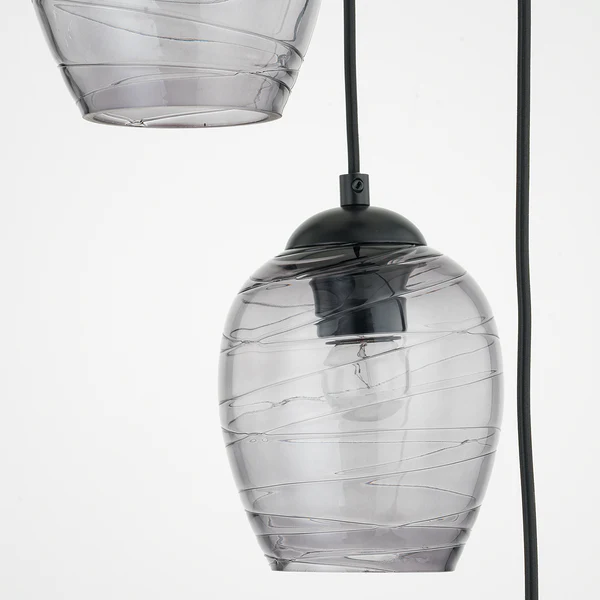 Pendelleuchte Cutler - Eisen / Rauchglas - 3-flammig - Image 6