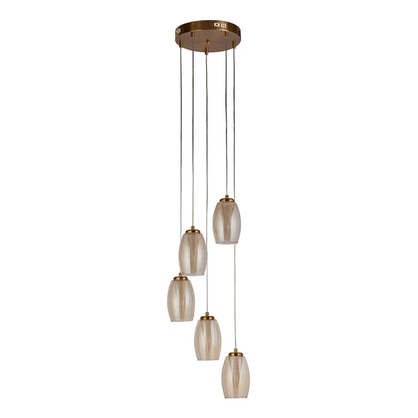 Pendelleuchte Cyclone 5-flammig - Stahl / Klarglas - Messing - Image 2