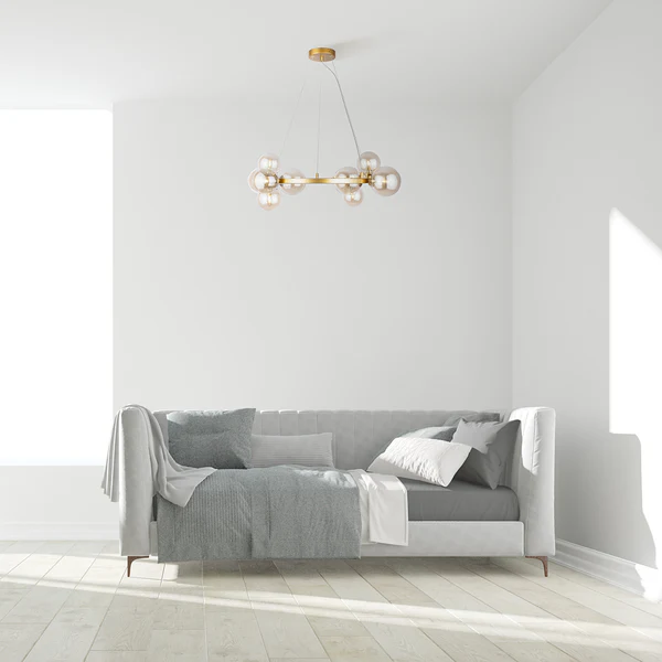 Pendelleuchte Dallas Typ J - Farbglas / Mischmetall - 11-flammig - Gold - Image 2