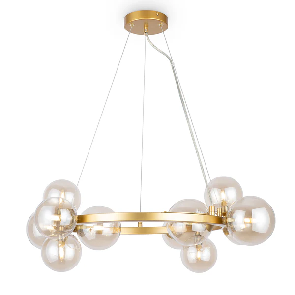 Pendelleuchte Dallas Typ J - Farbglas / Mischmetall - 11-flammig - Gold - Image 3