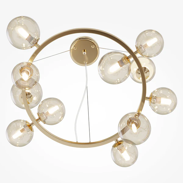 Pendelleuchte Dallas Typ J - Farbglas / Mischmetall - 11-flammig - Gold - Image 4