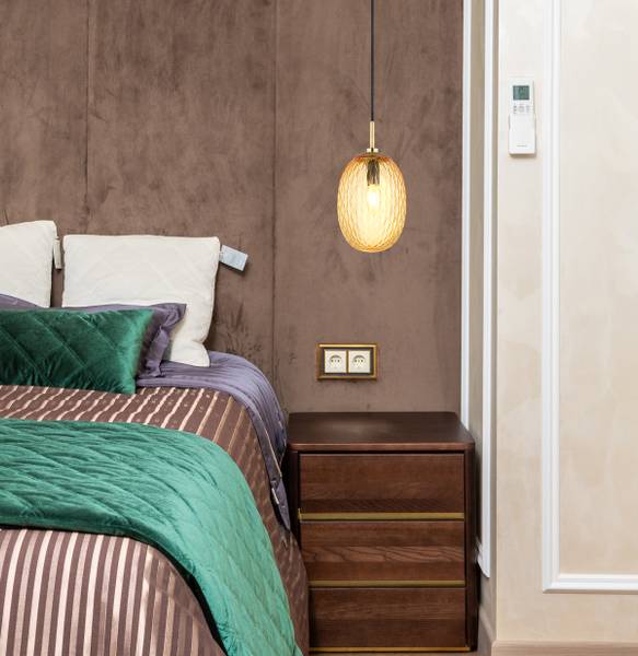 Pendelleuchte Devin Typ C - Farbglas / Eisen - 1-flammig - Beige - Image 2