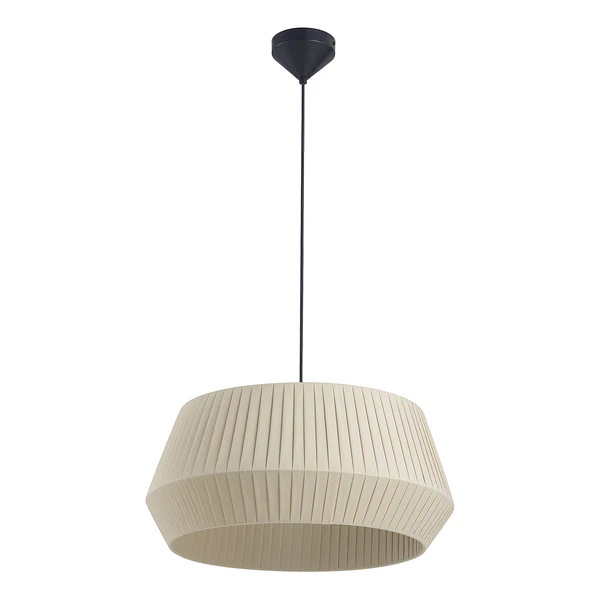 Pendelleuchte Dicte I - Baumwolle / Stahl - 1-flammig - Beige - Beige - Image 6