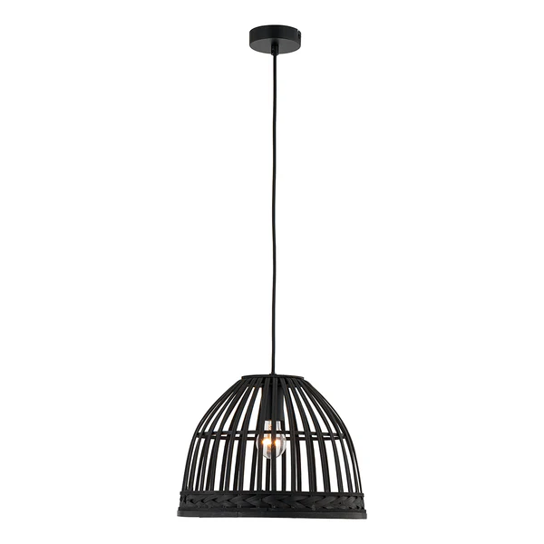 Pendelleuchte Donnell - Eisen / Rattan - 1-flammig - Schwarz - Image 2