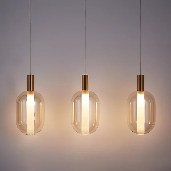 Pendelleuchte EXEMLAR - Farbglas / Aluminium - 3-flammig - Flammenanzahl: 3