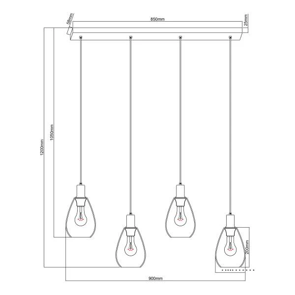 Pendelleuchte Fanni Typ A - Rauchglas / Eisen - 4-flammig - Image 5