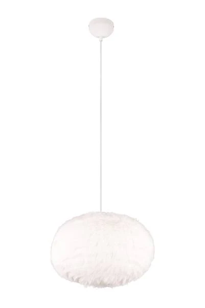 Pendelleuchte Furry - Eisen / Polyester - Weiß - 1-flammig - Durchmesser: 50 cm - Image 3