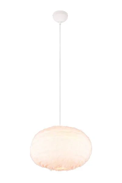 Pendelleuchte Furry - Eisen / Polyester - Weiß - 1-flammig - Durchmesser: 50 cm - Image 4