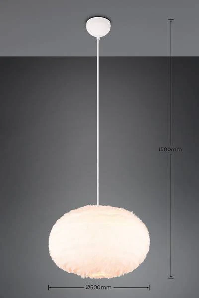 Pendelleuchte Furry - Eisen / Polyester - Weiß - 1-flammig - Durchmesser: 50 cm - Image 9