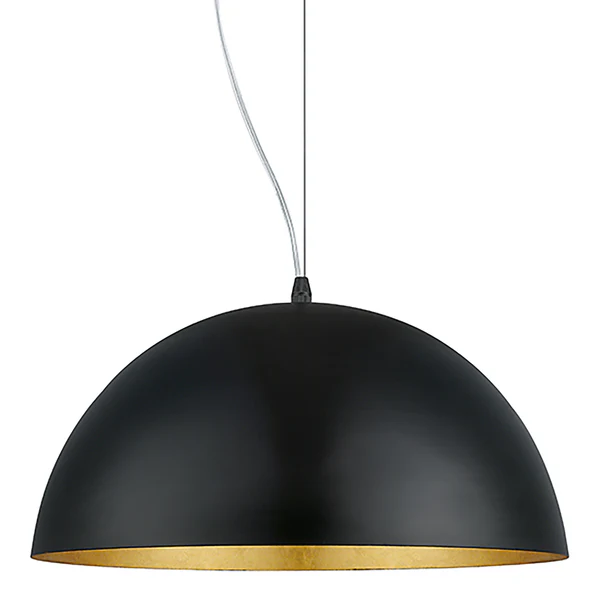Pendelleuchte Gaetano I - Stahl - 1-flammig - Schwarz / Gold - Durchmesser Lampenschirm: 38 cm