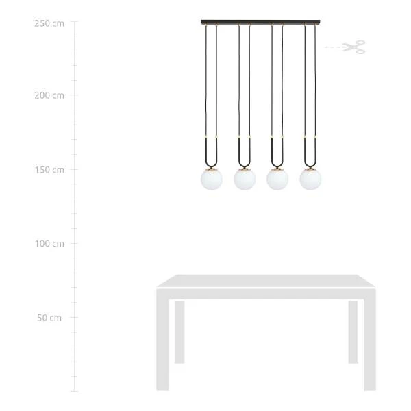 Pendelleuchte Glam - Stahl / Opalglas - Metall Schwarz / Opalglas Weiß - Flammenanzahl: 4 - Image 11