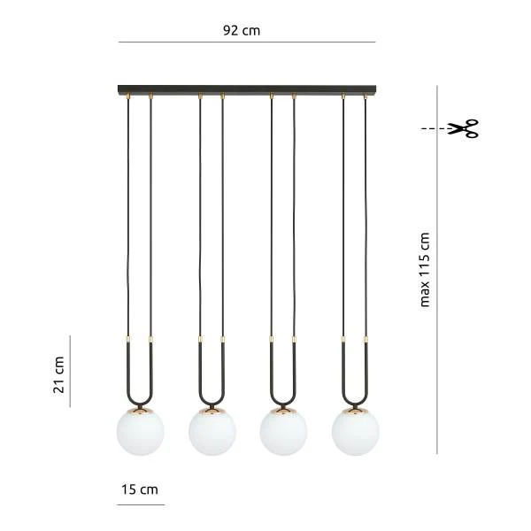 Pendelleuchte Glam - Stahl / Opalglas - Metall Schwarz / Opalglas Weiß - Flammenanzahl: 4 - Image 12