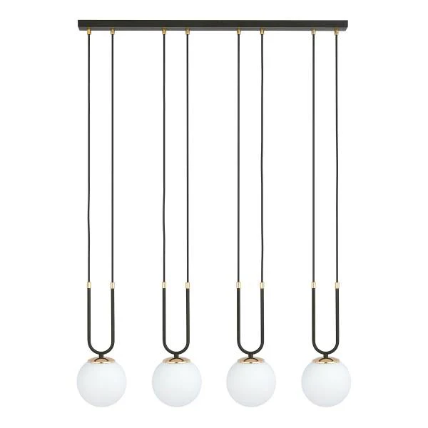 Pendelleuchte Glam - Stahl / Opalglas - Metall Schwarz / Opalglas Weiß - Flammenanzahl: 4 - Image 8
