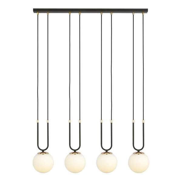 Pendelleuchte Glam - Stahl / Opalglas - Metall Schwarz / Opalglas Weiß - Flammenanzahl: 4 - Image 9