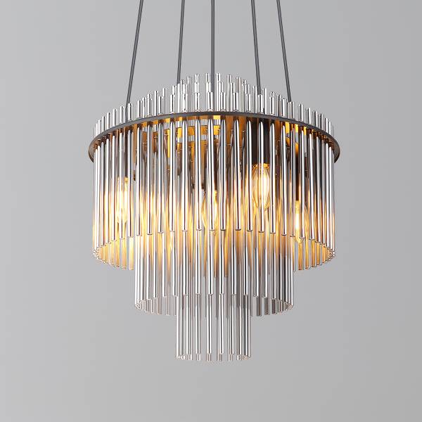 Pendelleuchte Gorley Typ G - Rauchglas / Eisen - 5-flammig - Schwarz