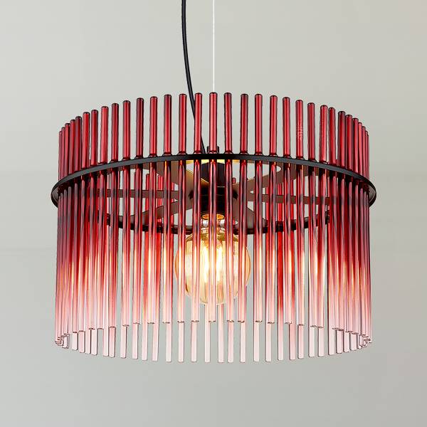 Pendelleuchte Gorley Typ I - Farbglas / Eisen - 1-flammig - Rot