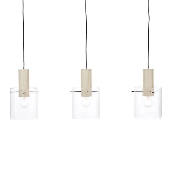 Pendelleuchte Göteburg - Aluminium / Klarglas - Beige - Flammenanzahl: 3