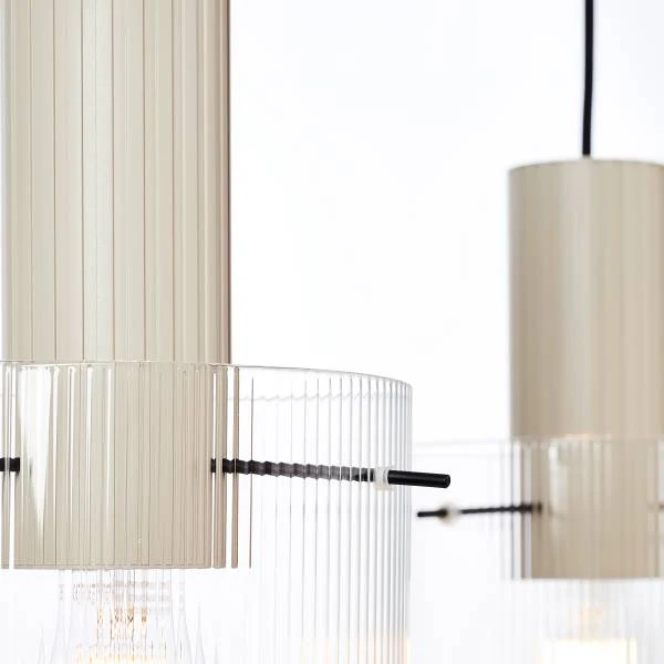 Pendelleuchte Göteburg - Aluminium / Klarglas - Beige - Flammenanzahl: 3 - Image 6