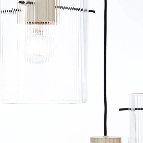 Pendelleuchte Göteburg Rund - Aluminium / Klarglas - Beige - 3-flammig - Image 4