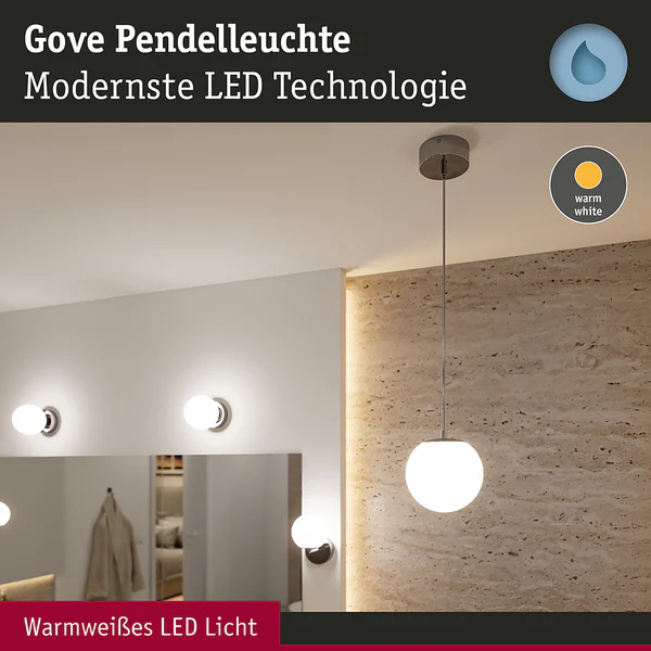 Pendelleuchte Gove - Opalglas / Chrom - 1-flammig - Chrom - Image 10