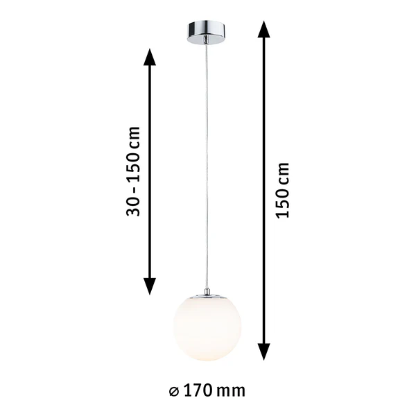 Pendelleuchte Gove - Opalglas / Chrom - 1-flammig - Chrom - Image 12