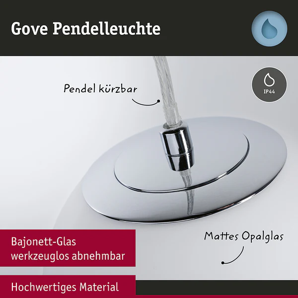 Pendelleuchte Gove - Opalglas / Chrom - 1-flammig - Chrom - Image 9