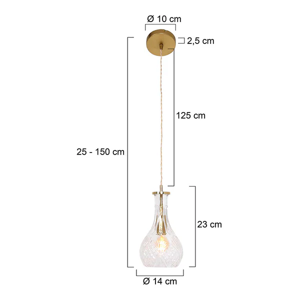 Pendelleuchte Grazioglass - Aluminium / Glas - 1-flammig - Messing - 14 x 23 cm - Image 12