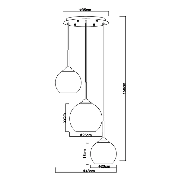 Pendelleuchte Jamessa - Farbglas / Eisen - 3-flammig - Flammenanzahl: 3 - Image 10