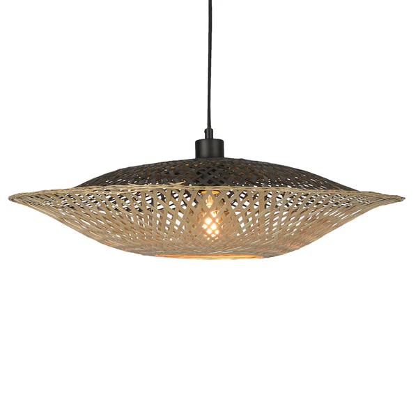 Pendelleuchte Kalimantan - Bambus massiv / Eisen - 1-flammig - Durchmesser: 60 cm