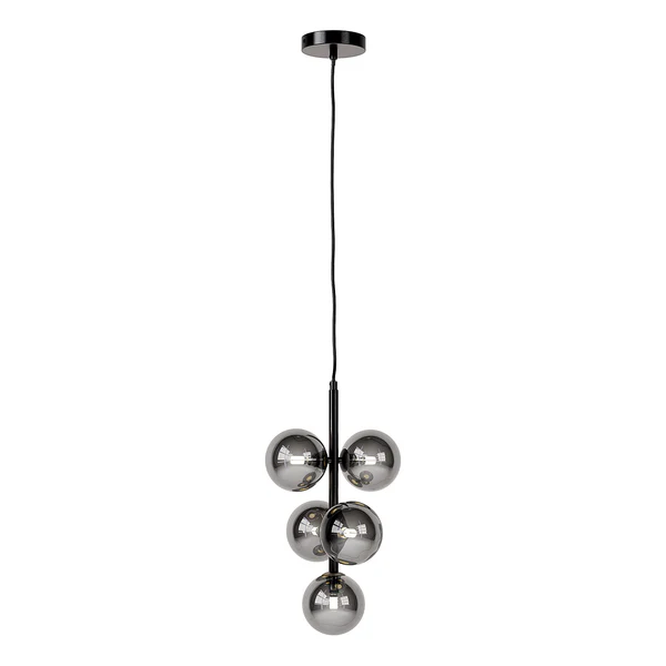 Pendelleuchte KJUL 5-flammig - Metall Grau glänzend / Rauchglas - Image 5