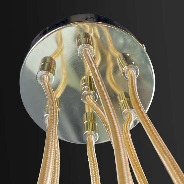 Pendelleuchte KJUL 7-flammig - Metall Gold glänzend / Glas Bernsteinfarben - Image 6