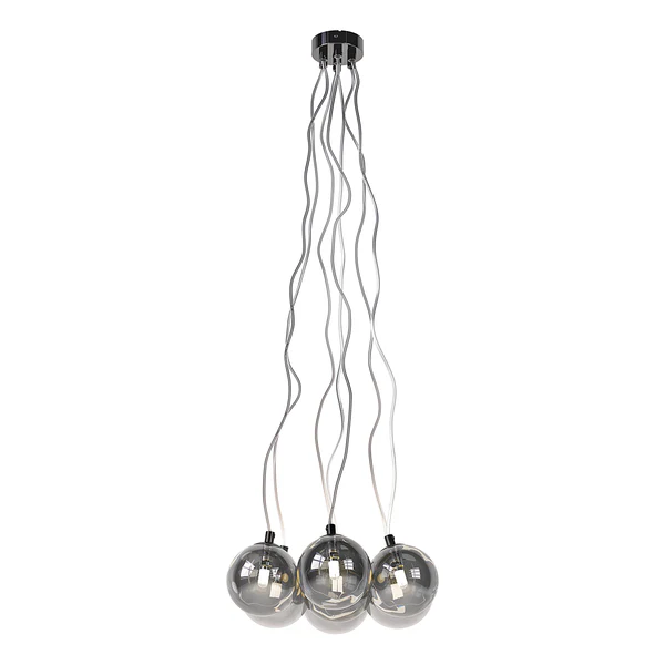Pendelleuchte KJUL 7-flammig - Metall Grau glänzend / Rauchglas - Image 3
