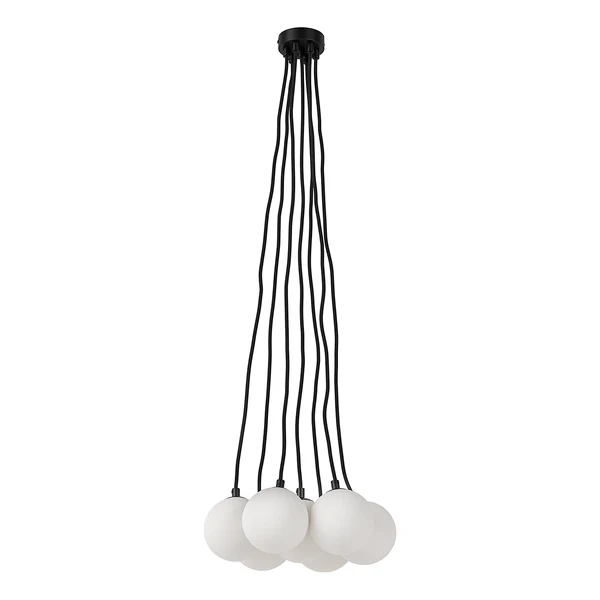 Pendelleuchte KJUL 7-flammig - Metall Schwarz / Opalglas Weiß - Image 4