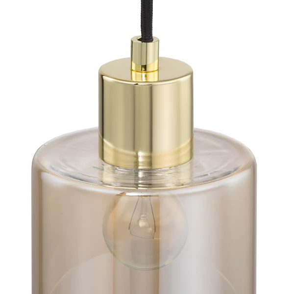 Pendelleuchte KOLIND 3-flammig - Metall Gold glänzend / Glas Bernsteinfarben - Image 4