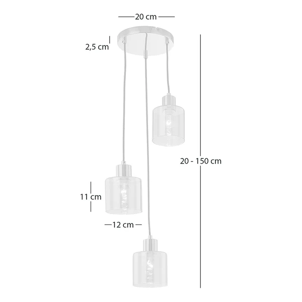 Pendelleuchte KOLIND 3-flammig - Metall Gold glänzend / Glas Bernsteinfarben - Image 7